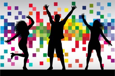 Dans eden insanlar siluetleri. vektör.