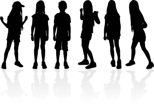Vektor Silhouette von Kindern auf weißem Hintergrund. — Stockvektor