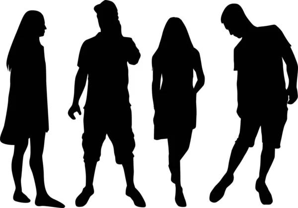 Group of people. Crowd of people silhouettes. — Stock Vector