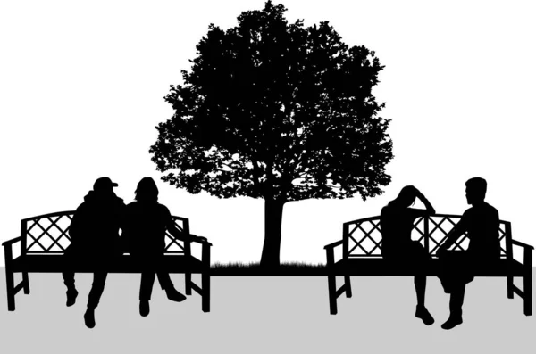 Silhouettes de couples. Travail vectoriel . — Image vectorielle