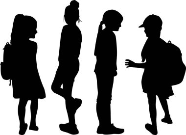 Çocuklar siyah siluetler. Vektör çalışması.