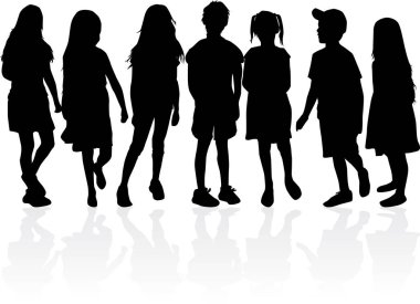 Çocuklar siyah siluetler. Vektör çalışması.