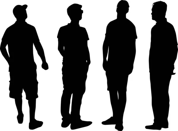 Group of people. Crowd of people silhouettes. — Stock Vector