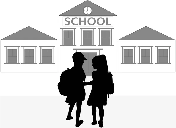 Τα παιδιά στο δρόμο τους στο σχολείο. — Διανυσματικό Αρχείο