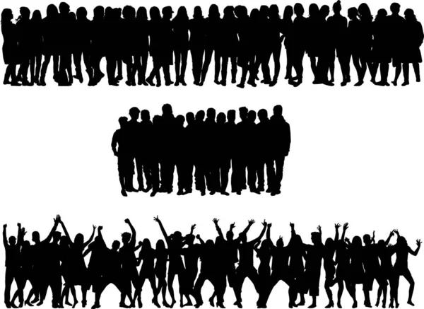 Groupe de personnes. Des silhouettes de foule. — Image vectorielle