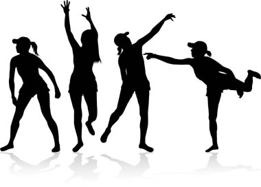 Group of people. Black silhouettes clipart