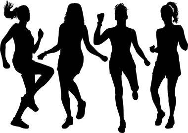 Beyaz arka planda kadın siluetleri.