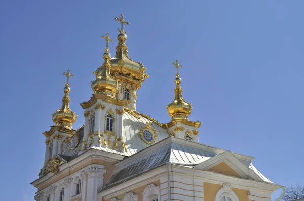 Corpo Della Chiesa Del Gran Palazzo Peterhof Russia San Pietroburgo — Foto Stock