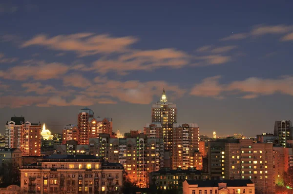 Skyline Van Stad Bij Nacht Moskou Rusland — Stockfoto