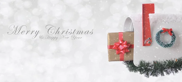 Mail Box Con Regalo Natale Con Buon Natale Felice Anno — Foto Stock