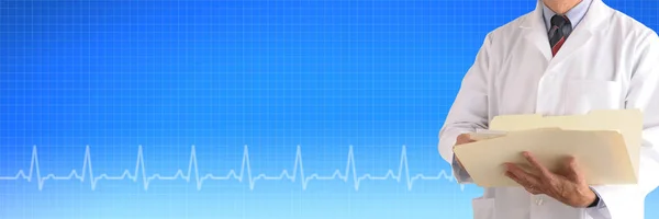 Doutor Sobre Fundo Cuidados Saúde Com Gráfico Ecg Adequado Para — Fotografia de Stock