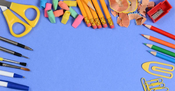 Voltar Conceito Escolar Imagem Tamanho Banner Com Espaço Cópia Materiais — Fotografia de Stock