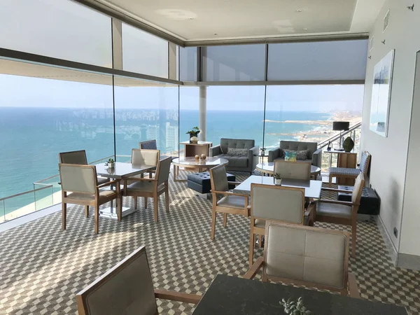 Tel Aviv Israel Mayo 2018 Hilton Hotel Vista Lounge Planta —  Fotos de Stock