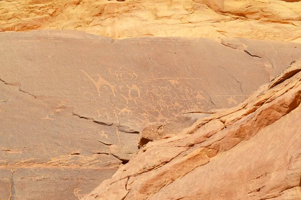 Wadi Rum Jordan Sanat Petroglifler Rock — Stok fotoğraf