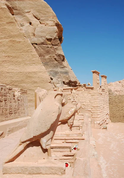 Κοντινό Πλάνο Του Πουλιού Γλυπτά Στο Abu Simble Αίγυπτος — Φωτογραφία Αρχείου