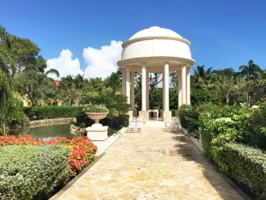 Punta Cana, Dominik Cumhuriyeti - 20 Aralık 2016: düğün Gazebo rüyalar, Resort ve Spa, Punta Cana. Amresorts koleksiyonundaki çeşitli özelliklerden birini beldesidir.