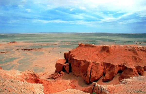Bayan Zagh Los Acantilados Llameantes Del Desierto Gobi Mongolia —  Fotos de Stock