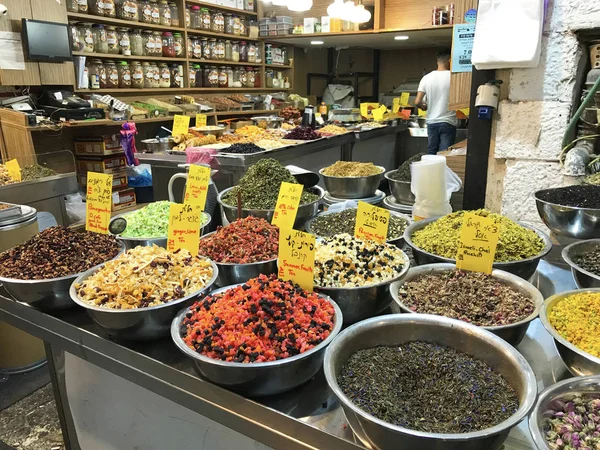 Kudüs Mayıs 2018 Mahane Yehuda Pazar Satıcı Yerli Halk Turistler — Stok fotoğraf