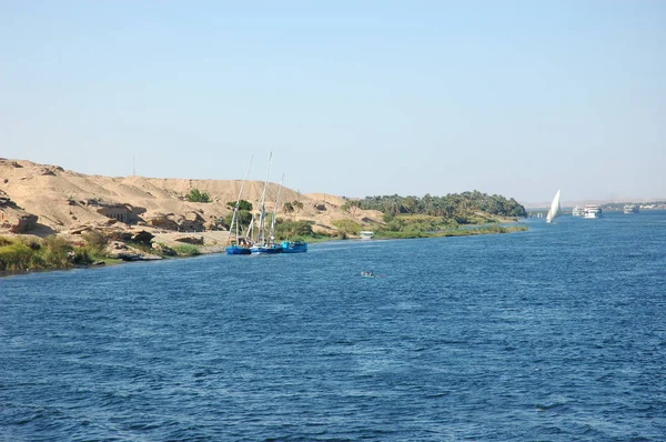 Bateaux Sur Fleuve Nil Egypte — Photo
