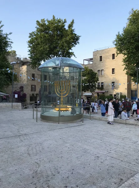 Kudüs Mayıs 2018 Golden Menorah Bulunduğu Kudüs Eski Şehri Yahudi — Stok fotoğraf