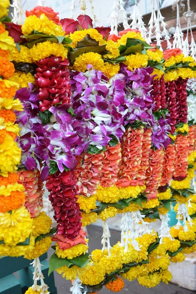 Mumbai Indien Januar 2017 Girlanden Auf Dem Mumbai Blumenmarkt Der — Stockfoto