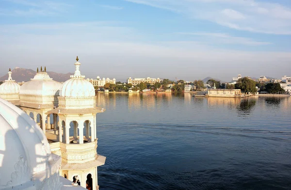 Udaipur India Января 2017 Taj Lake Palace Hotel Rooftop View — стоковое фото