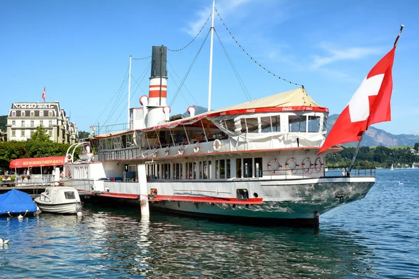 Lucerne Switzerland July 2014 Wilhelm Tell Restaurant Lake Lucerne Century — Stock Photo, Image