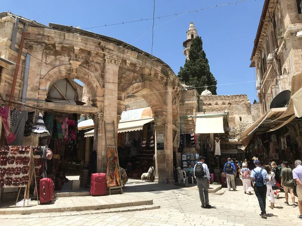 Jeruzalem Mei 2018 Bazaar Christelijke Wijk Van Oude Stad Jeruzalem — Stockfoto