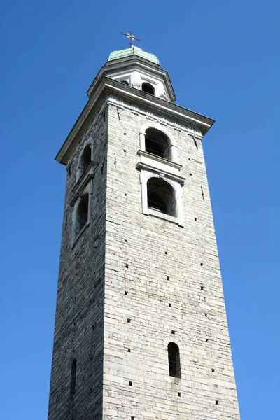 Lugano Švýcarsko Července 2014 Zvonice Katedrály Svatého Vavřince Věž Barokním — Stock fotografie