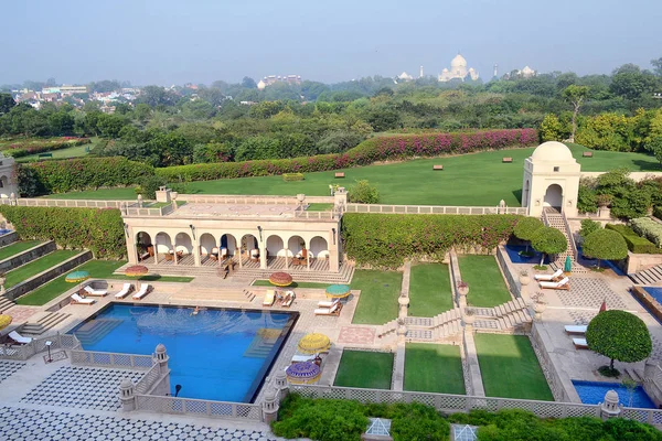 Agra Índia Novembro 2015 Taj Mahal Visto Amervilas Resort Spa — Fotografia de Stock