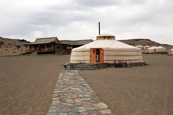 Monadic Stílus Ger Lodge Ban Góbi Sivatagban Mongólia — Stock Fotó