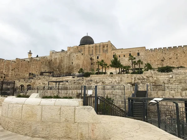 Zuidelijke Muur Van Oude Stad Van Jeruzalem — Stockfoto