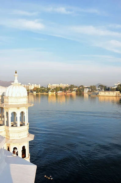 Udaipur India Января 2017 Taj Lake Palace Hotel Rooftop View — стоковое фото