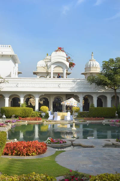 Udaipur India Janeiro 2017 Taj Lake Palace Hotel Courtyard Uma — Fotografia de Stock
