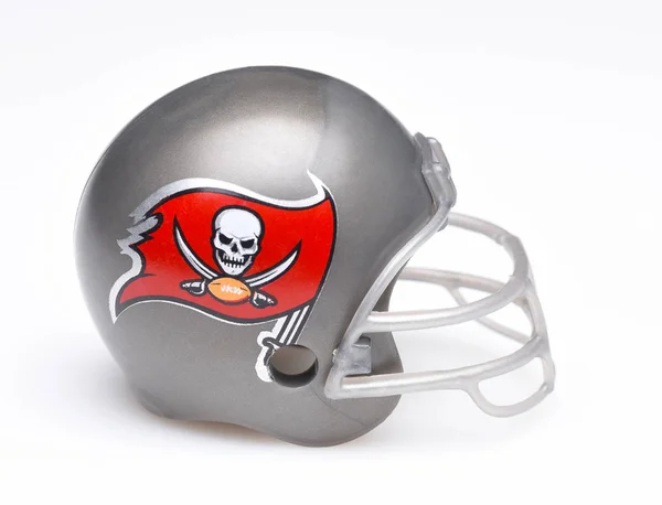 stock image IRVINE, CALIFORNIA - AUGUST 30, 2018: Mini Collectable Football Helmet for the Tampa Bay Buccaneers of the National Football Conference South.