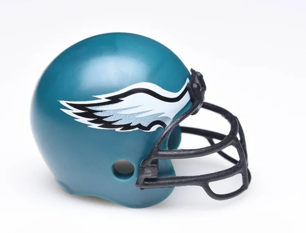 stock image IRVINE, CALIFORNIA - AUGUST 30, 2018: Mini Collectable Football Helmet for the Philadelphia Eagles of the National Football Conference East.