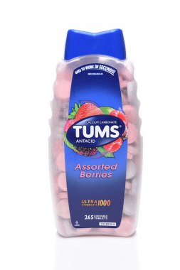 IRVINE, CA - MAY 31, 2017: Tums Antacid. A heartburn remedy made of sucrose (sugar) and calcium carbonate (CaCO3) manufactured by GlaxoSmithKline. clipart