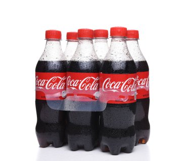 IRVINE, CALIFORNIA - AUGUST 21, 2017:  Six Pack Coca-Cola with Condensation. Coke is one of the most popular soft drinks in the world. clipart