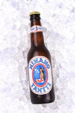 IRVINE, CALIFORNIA - AUGUST 26, 2016: Hinano Beer. Brewed on the French Polynesian Island of Tahiti, the name comes from the white flower of the Pandanus plant. clipart