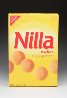 Irvine, Ca - 8 Temmuz 2013: Bir 11 ons şişe Nabisco Nilla gofret. Nilla Nabisco tarafından 1968, vanilya aromalı, gofret-style aşçı onun satırıyla ilişkili beri sahip olduğu bir marka olduğunu. 