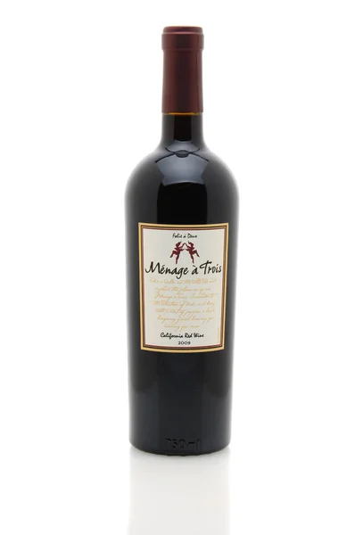 Irvine January 2013 750 Bottle Menage Trois California Red Wine — Stock Photo, Image