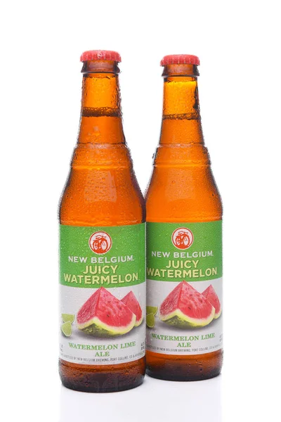 Irvine Juli 2017 Nya Belgien Vattenmelon Lime Ale Två Flaskor — Stockfoto