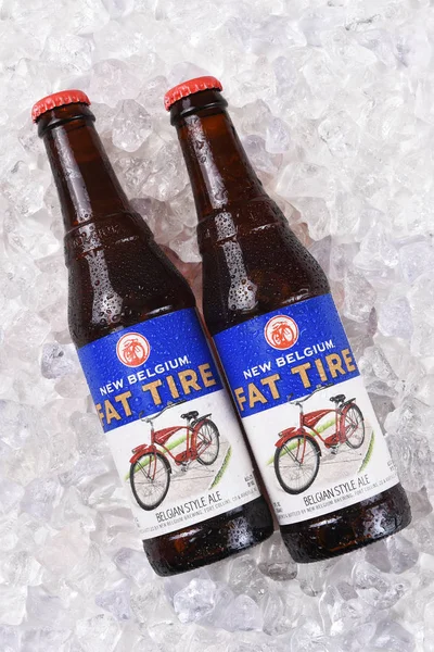 Irvine Kalifornie Prosince 2017 Fat Tire Amber Ale Láhve Ledě — Stock fotografie