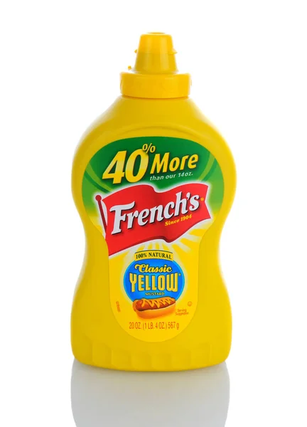加州欧文 2013年1月11日 一瓶20盎司的法国经典黄色芥末 在1904年圣路易斯世界博览会上 流行的调味品向世界首发 — 图库照片