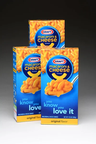 Irvine January 2013 Three Boxes Kraft Macaroni Cheese Packaged Meal — Stock Photo, Image