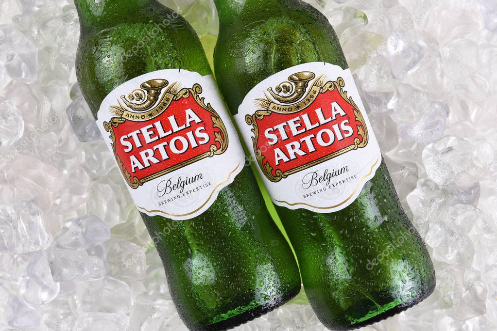 IRVINE, CALIFORNIA - DECEMBER 17, 2017: e. Stella has been brewed in Leuven, Belgium, since 1926, and launched as a festive beer, named after the Christmas star.
