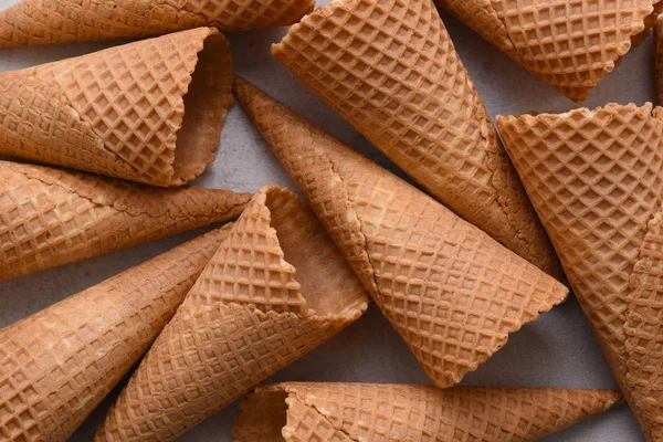 Closeup Grupo Cones Sorvete Waffle Açúcar — Fotografia de Stock