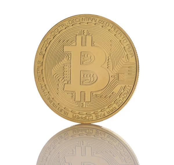 반사와 절연는 Bitcoin의 앞면의 — 스톡 사진