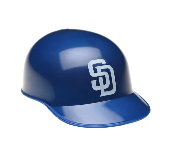 Primer plano de un mini casco de bateadores coleccionables para el San Diego P — Foto de Stock