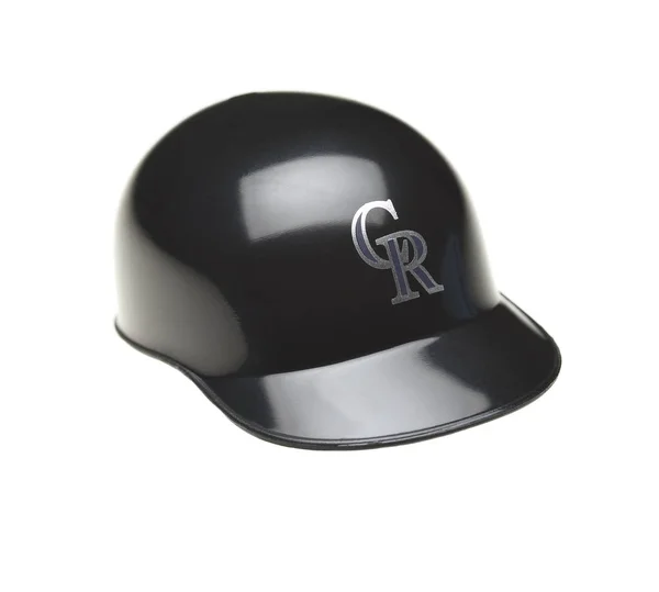 Closeup of a mini collectable batters helmet for the Colorado Ro — Stock Photo, Image